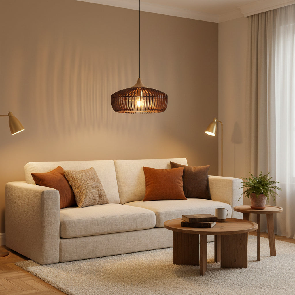 Cavon Modern Pendant Light – Sleek Wood Design for a Warm, Cozy Kitchen Ambiance